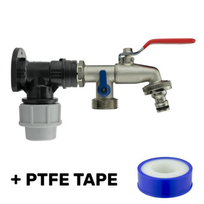 Cost Wise 25mm Waterpipe Mdpe Back/wall Plate With Double Outlet Lever Tap +Universal Garden Hose Connector from B&Q