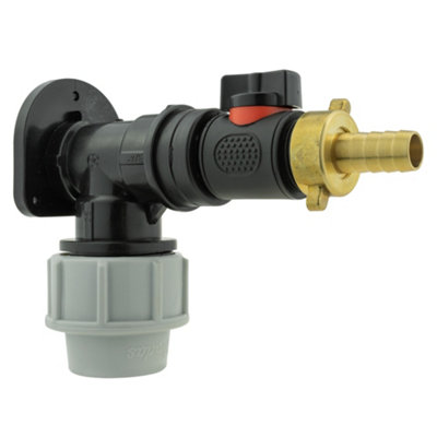 Cost Wise Outlet Kit For 25mm Mdpe Water Supply Pipe,mdpe Backplate+Flow Valve+13mm Brass Barb+Ptfe Tape from B&Q
