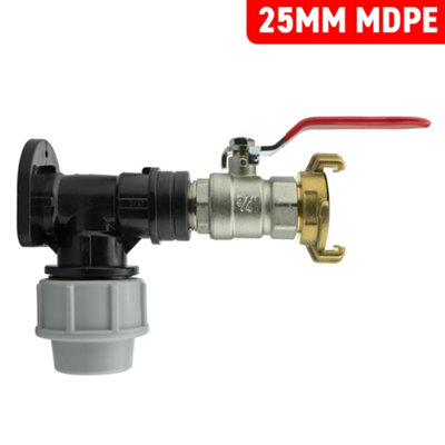 Cost Wise 25mm Waterpipe Mdpe Back/wall Plate With Full Flow Valve+Geka Type Brass Claw Fitting Hose Connector from B&Q