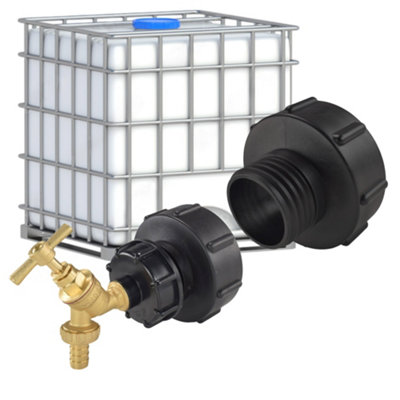 Cost Wise Ibc Storage Tank Fitting With An Outlet Tap4" (S100 X8) Adaptor+ Solid Brass Traditional Bib Tap With Hose Barb from B&Q