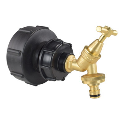 Cost Wise Ibc Storage Tank Fitting With An Outlet Tap4" (S100 X8) Adaptor+ Traditional Brass Bib Tap With Universal Click Hose Connector from B&Q