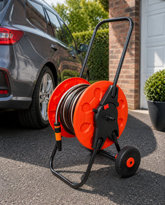 Cost Wise Garden Hose Cart With 30M 4 Layer Kink Resistant HoseFoldable HandleEasy Glide WheelsSpray Nozzle, from B&Q