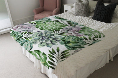 Andrew Lee Watercolour Botanical Leaves (Blanket) / Default Title from B&Q
