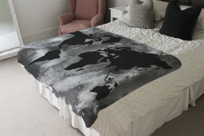 Andrew Lee Black And White World Map (Blanket) / Default Title from B&Q