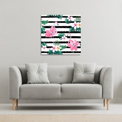 Andrew Lee Floral Flamingos (Canvas Print) / 101 X 101 X 4Cm from B&Q