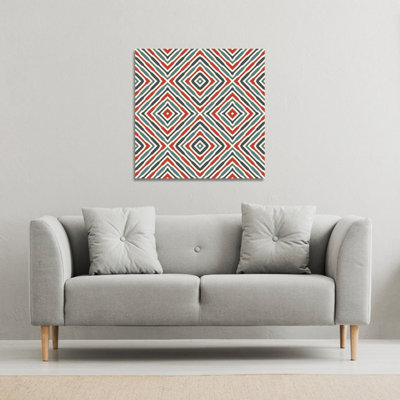 Andrew Lee Repeated Squares And Rhombuses Ornamental Abstract Tribal Motif (Canvas Print) / 101 X 101 X 4Cm from B&Q