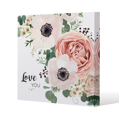 Andrew Lee Garden FlowerPink Peach RoseWhite Anemone (Canvas Print) / 101 X 101 X 4Cm from B&Q