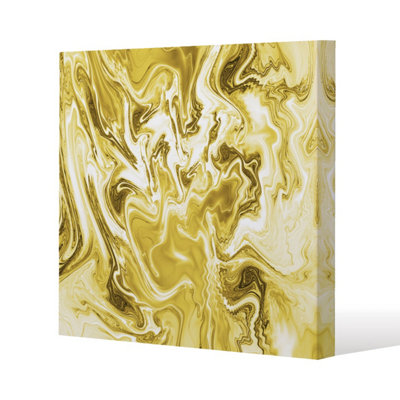 Andrew Lee Golden Swirled Marble (Canvas Print) / 101 X 101 X 4Cm from B&Q