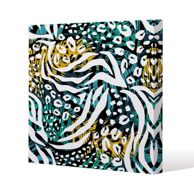 Andrew Lee Tropical Leaves & Animal Print (Canvas Print) / 101 X 101 X 4Cm from B&Q