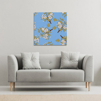 Andrew Lee Orchid Branches On Blue (Canvas Print) / 101 X 101 X 4Cm from B&Q