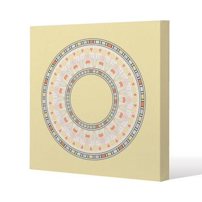 Andrew Lee Yellow Circle Ornament. Round Frame (Canvas Print) / 101 X 101 X 4Cm from B&Q