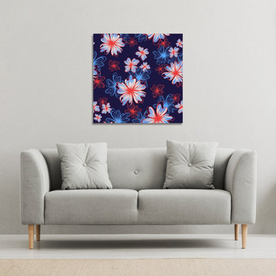 Andrew Lee RedWhite & Blue Flower Print (Canvas Print) / 101 X 101 X 4Cm from B&Q