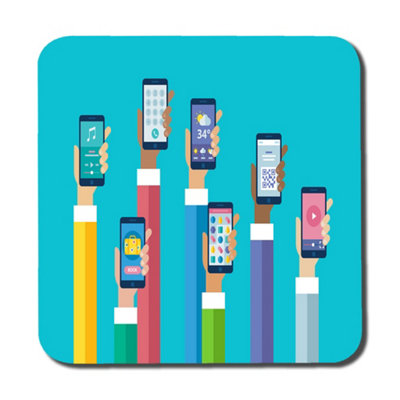 Andrew Lee Hands Holding Smart Phones (Coaster) / Default Title