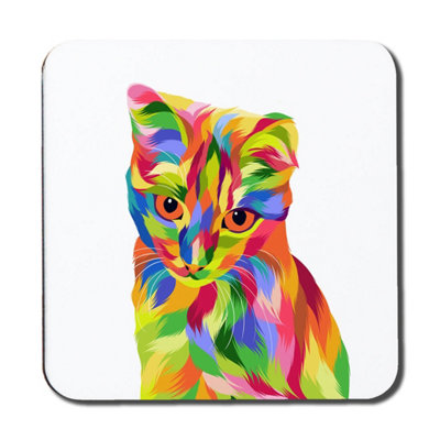 Andrew Lee Animal Cat Illustration Pop Art (Coaster) / Default Title from B&Q