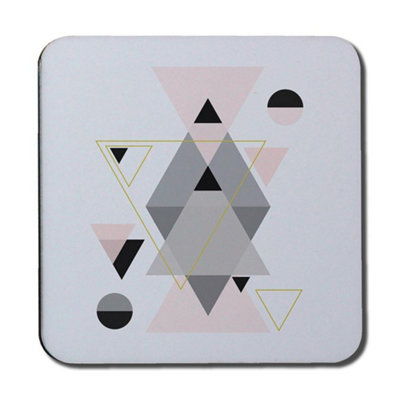 Andrew Lee Pink & Grey Geometric Triangles (Coaster) / Default Title from B&Q