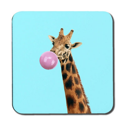 Andrew Lee Concept Giraffe With Bubble Gum On Color Background (Coaster) / Default Title from B&Q