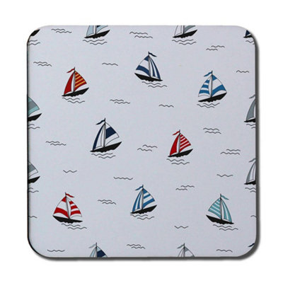 Andrew Lee Red & Blue Sailboats (Coaster) / Default Title from B&Q