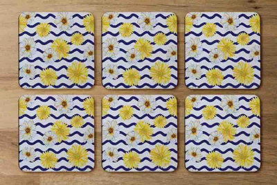 Andrew Lee Bright Yellow Flowers & Zig Zags (Coaster) / Default Title from B&Q