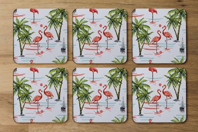 Andrew Lee Flamingo & Palm Trees (Coaster) / Default Title from B&Q