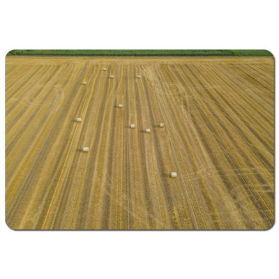 Andrew Lee Aerial View Of Round Straw Bales Of Wheat Lying On Harvested Field (Placemat) / Default Title from B&Q
