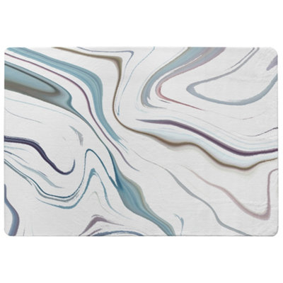 Benjamin Tate Design Blue Rippled Marble Designer Special Soft Home Rug from B&Q