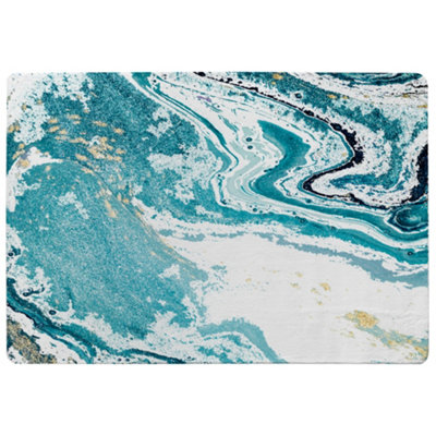 Benjamin Tate Design Blue Marble Designer Special Soft Home Rug from B&Q