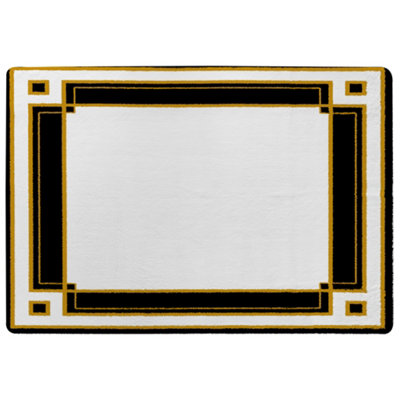 Benjamin Tate Design Art Deco Black & Gold Designer Special Soft Home Rug from B&Q