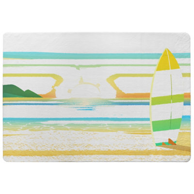 Benjamin Tate Design Surf Board On Beach Designer Special Soft Home Rug from B&Q