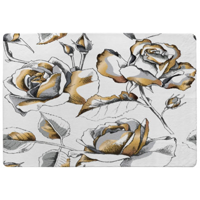 Benjamin Tate Design Golden Roses Designer Special Soft Home Rug from B&Q