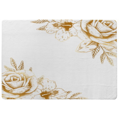 Benjamin Tate Design Gold Rose Designer Special Soft Home Rug from B&Q