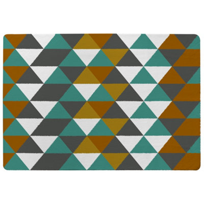 Benjamin Tate Design Autumn Geometric Triangles Designer Special Soft Home Rug from B&Q