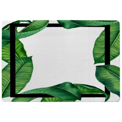 Benjamin Tate Design Botanical & Black Border Designer Special Soft Home Rug from B&Q