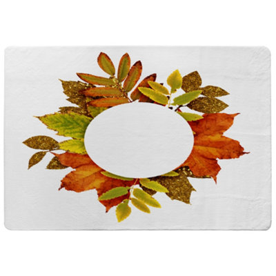 Benjamin Tate Design Circled Autumn Leaves Designer Special Soft Home Rug from B&Q