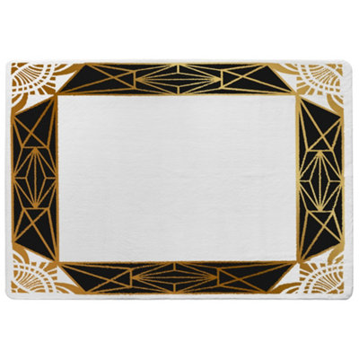Benjamin Tate Design Art Deco Border Designer Special Soft Home Rug from B&Q