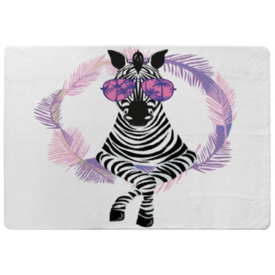 Benjamin Tate Design Pink Zebra Designer Special Soft Home Rug from B&Q