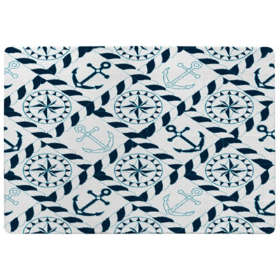 Benjamin Tate Design Blue Nautical Elements Designer Special Soft Home Rug from B&Q