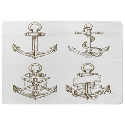 Benjamin Tate Design Drawn Anchors Designer Special Soft Home Rug from B&Q