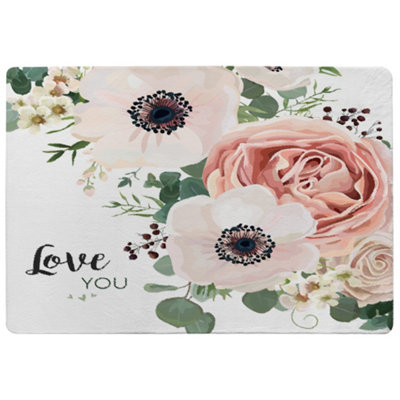 Benjamin Tate Design Garden FlowerPink Peach RoseWhite Anemone Designer Special Soft Home Rug from B&Q