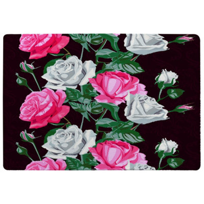 Benjamin Tate Design Pattern Of Pink And White Flowers Designer Special Soft Home Rug from B&Q