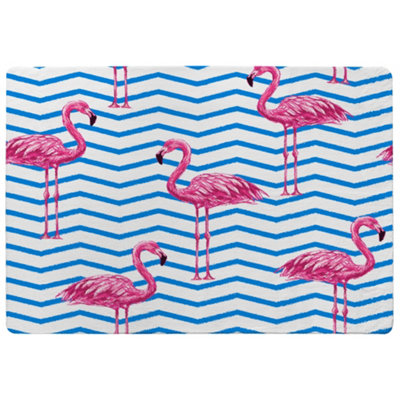 Benjamin Tate Design Flamingo & Blue Geometric Lines Designer Special Soft Home Rug from B&Q