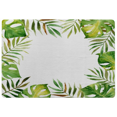 Benjamin Tate Design Border Of Botanical Leaves Designer Special Soft Home Rug from B&Q
