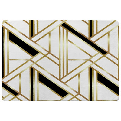 Benjamin Tate Design Golden Art Deco Designer Special Soft Home Rug from B&Q