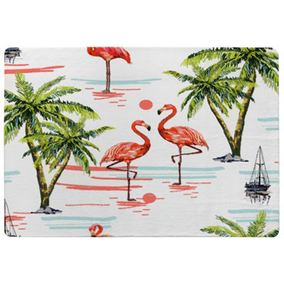 Benjamin Tate Design Flamingo & Palm Trees Designer Special Soft Home Rug from B&Q