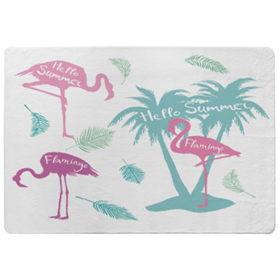Benjamin Tate Design Palm & Flamingo Designer Special Soft Home Rug from B&Q
