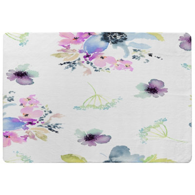 Benjamin Tate Design Watercolour Flowers Designer Special Soft Home Rug from B&Q