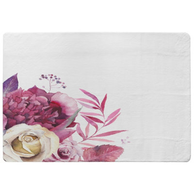 Benjamin Tate Design Pink Floral Designer Special Soft Home Rug from B&Q