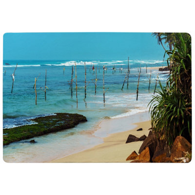 Benjamin Tate Design Fishermen On The Ocean Coast Of Sri Lanka Designer Special Soft Home Rug from B&Q