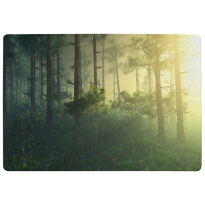 Benjamin Tate Design SunTrees In A Haze Of LightGlowing Fog Among The Trees Designer Special Soft Home Rug from B&Q