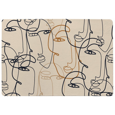 Benjamin Tate Design Continuous Line Drawing Of Faces Designer Special Soft Home Rug from B&Q