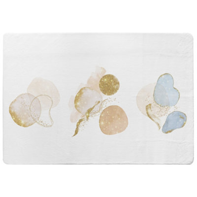 Benjamin Tate Design BlueWhiteBeige Watercolor Illustration & Elements Designer Special Soft Home Rug from B&Q